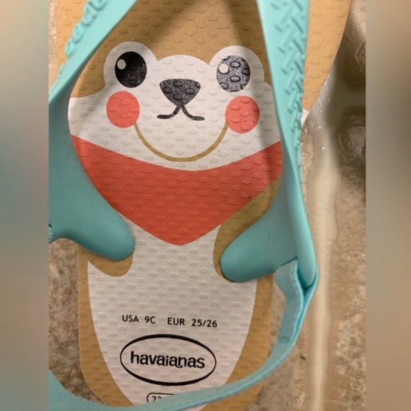 Havaianas Corgi Dog Flip Flop Sandals-Ivory Baby Pets-Toddler Size 9C Blue Tan - Picture 2 of 6